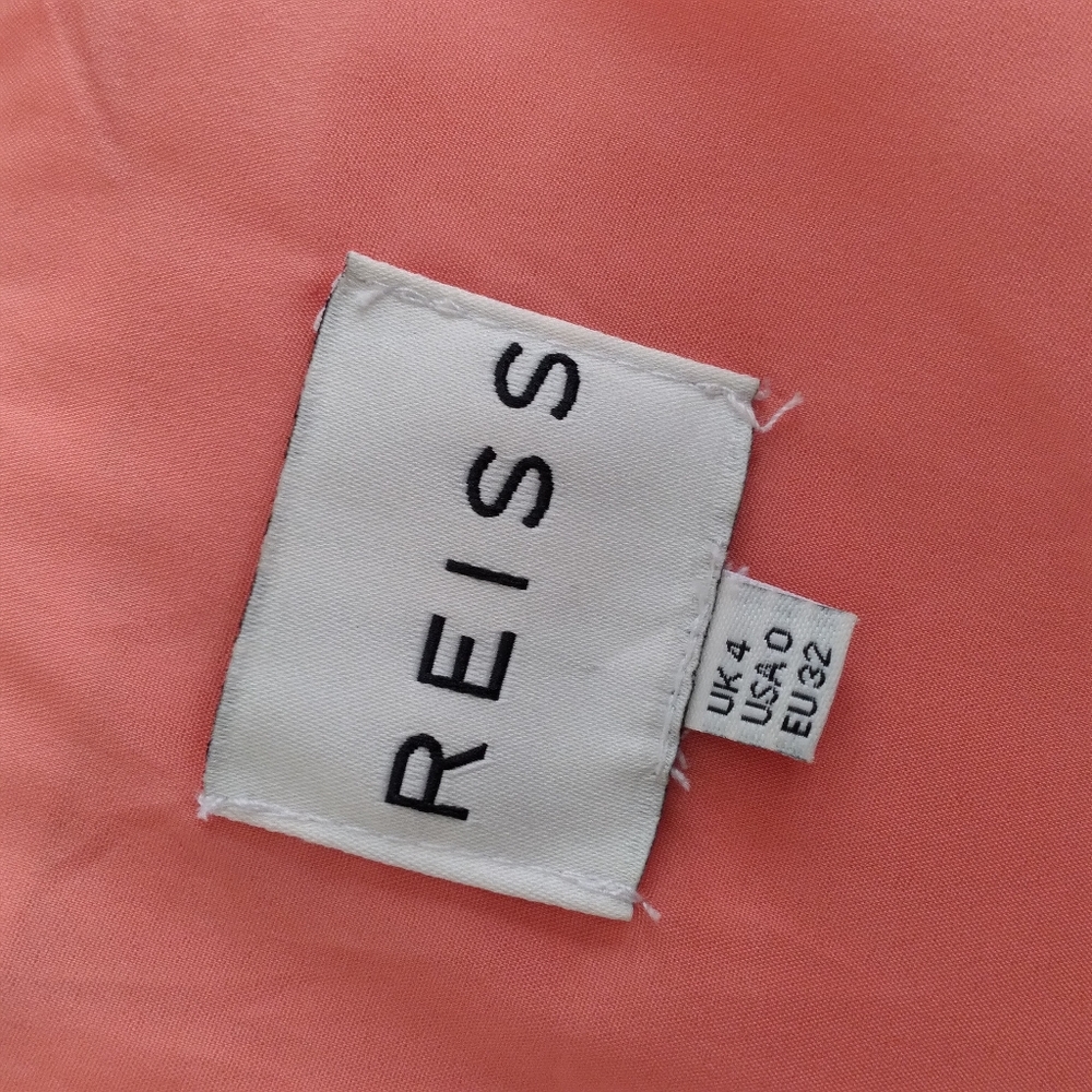 REISS Peachy-Orange Tailored/Fitted Midi Dress, size 0 - Picture 2 of 6